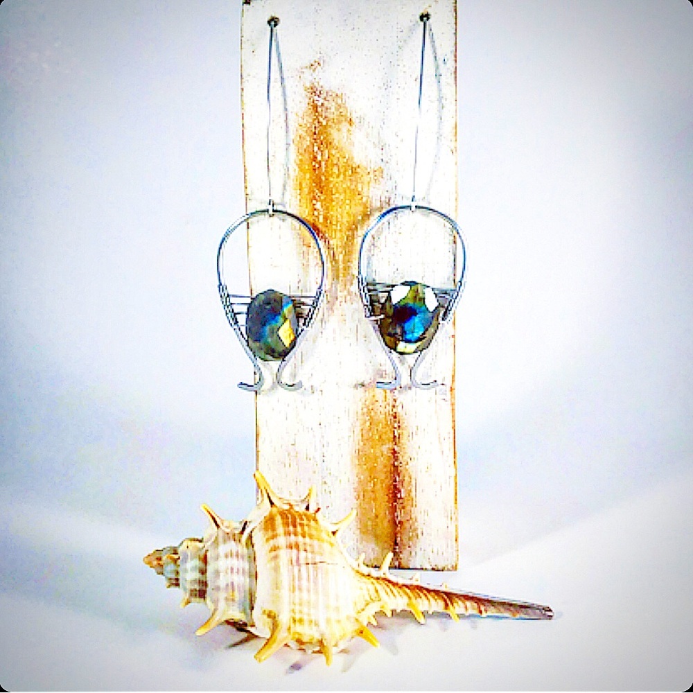 Wire Wrapped Peacock Labradorite Art Pendant